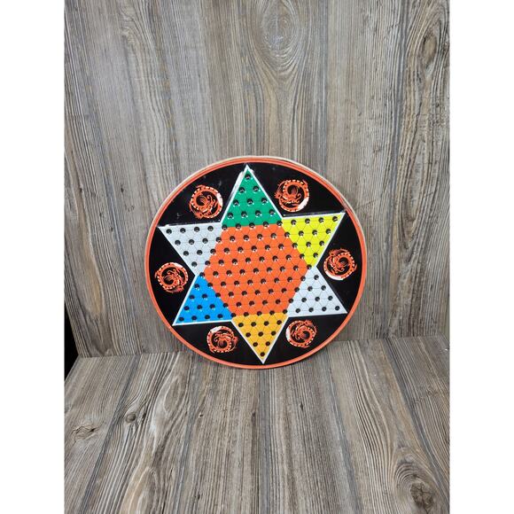 Vintage Ohio Art Chinese Checker, Round Tin Metal, Rusty Bent, No Marbles - Picture 1 of 7